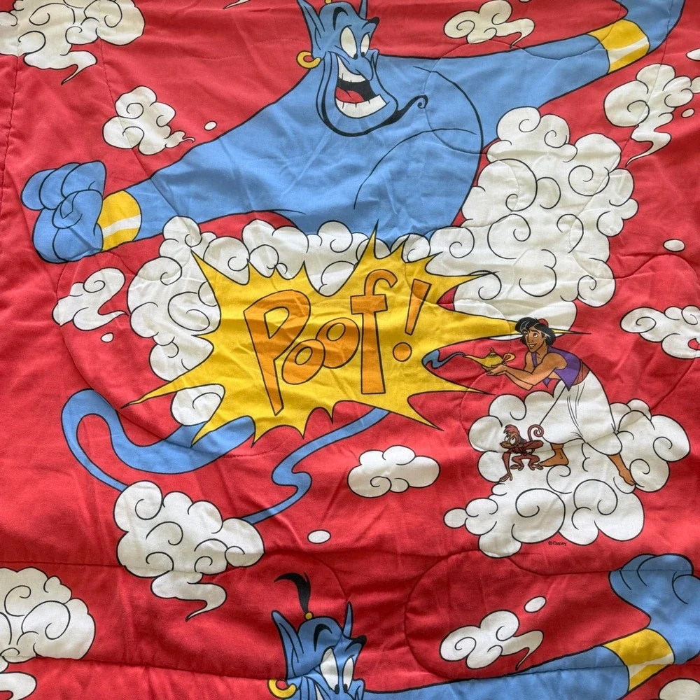 Vintage 1990s Disney Aladdin Twin Comforter Genie Abu Iago Reversible Bedding